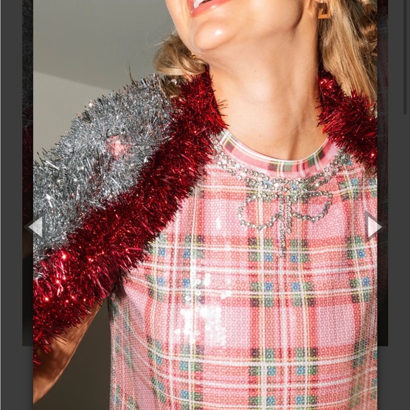 NWT Queen Of Sparkles Sequin Plaid Necklace Dress - Picture 3 of 3